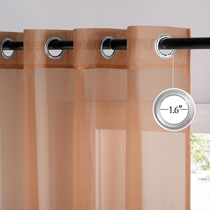 NICETOWN Voile Sheer Terracotta Curtains 96 inches Long 2 Panels Set, Grommet Casual Window Treatments with Light Filtering Airy & Elegant for Bedroom/Living Room, W54 x L96