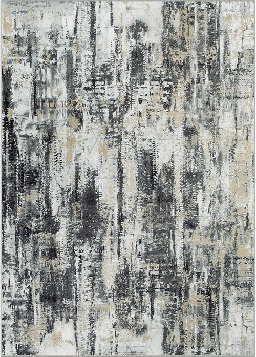 10x14 Area Rugs Washable Rug: Modern Abstract Living Room Rug Soft Anti-Skid Thin Carpet Indoor Floor Non-Shedding Carpets for Bedroom Dining Room Farmhouse Nursery Home Office Black Grey Gold