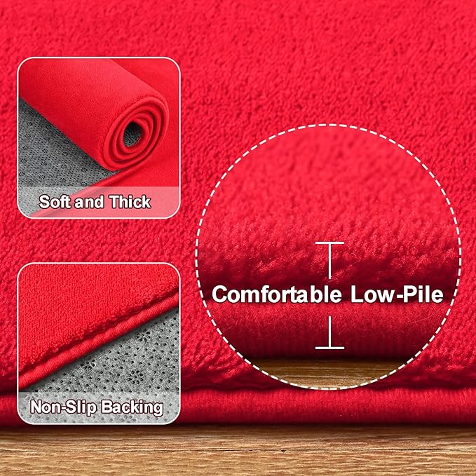 Amearea Modern Area Rugs for Bedroom Living Room, 4x6 Feet Red Thickened Memory Foam Rug, Fluffy Indoor Washable Rugs Non Slip Minimalist Carpet for Kids Boys Girls Dorm Nursery Room Decor