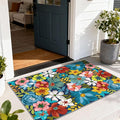 Floral Outdoor Rug - 28" x 43" Front Door Mat Indoor Outside Entrance Non-Slip Washable Outdoor Mat Colorful Spring Flower Rug for Entryway Kitchen Bedroom Layered Doormat for Front Porch