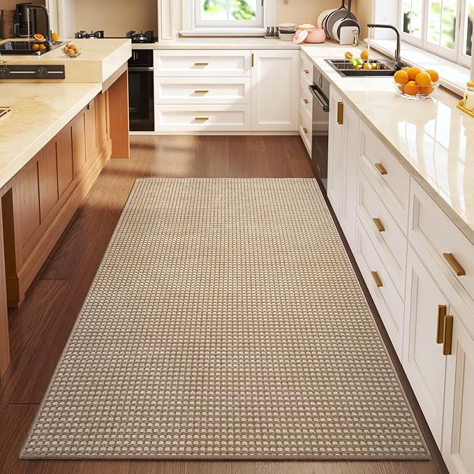 YDKGL Boho 3x5 ft Washable Area Rug Entryway Runner for Kitchen, Non Slip Woven Hallway Rugs Kitchen Mats for Floor Hall Rug Indoor Door Mat Carpet for Backdoor Bedroom Living Room, Easy Clean, Brown