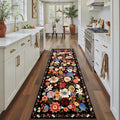 Black/Brown Rug for Hallways Kitchen Rug 2x8, Non Slip Washable Rugs with Rubber Backing Soft Floral Carpet Runner for Hallways, Kitchen, Laundry, Bedroom, Bathroom (2 x 8, Black/Brown)