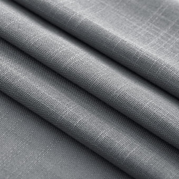 Dark Gray Curtains for Living Room Back Tab Modern Farmhouse Semi Sheer Gray Curtains 45 inches Long 2 Panels Set Muted Neutral Window Curtain for Dining Room Bedroom 52x45