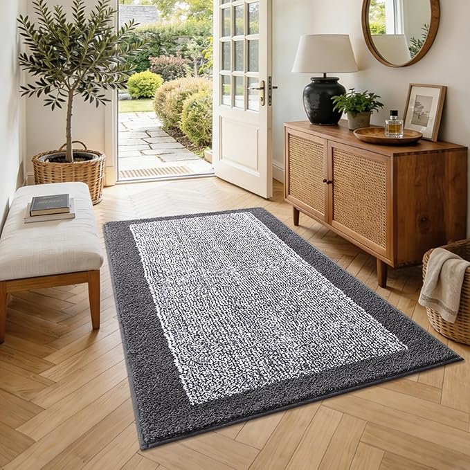 48x32 Large Bathroom Rugs Washable Non Slip, Grey Bath Mat for Bathroom Floor Tub, Soft Absorbent Quick Dry Mats for Shower, Bathtub,Home Decor