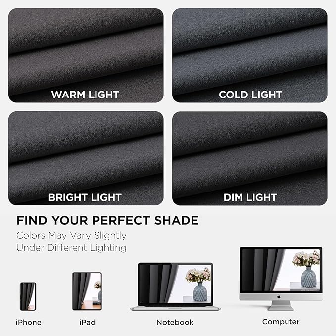 Joydeco Blackout Curtains 90 Inch Length 2 Panels Set, Thermal Insulated Long Curtains& Drapes 2 Burg, Room Darkening Grommet Drapes for Living Room Bedroom Window (W52 x L90 Inch, Dark Grey)
