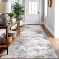 IOHOUZE Abstract Runner Rug 3x10 Ft Washable Runners for Hallways, Non Slip Kitchen Runner Printed Faux Wool Entryway Runner Indoor, Modern Abstract Floor Carpet for Hall Bedroom, Grey Beige