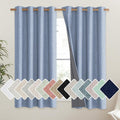 NICETOWN Stone Blue Vintage Linen 100% Blackout Curtains for Living Room, Thermal Insulated Curtains 48" Long, Noise Reducing Window Treatment Drapes for Hall Room, 52" Wide Per Panel, Set of 2