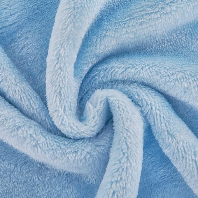 JIAHANNHA Flannel Fleece Ice Blue Blanket Throw Size(50 by 60 Inches),Light Blue Throw Blanket for Couch Sofa Bed,Super Soft Plush Cozy and Lightweight Warm Bed Blanket for All Season