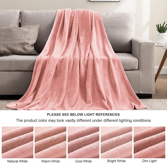 BEDELITE Fleece Blanket Twin Size Pink Throw Blankets for Couch & Bed, Luxury Plush Cozy Fuzzy Blanket 60x80 inches, Super Soft Warm Lightweight Throw Blanket for Travel Camping