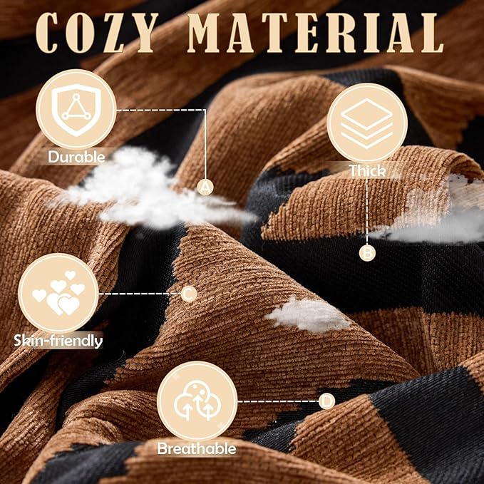 HANDONTIME Boho Geometric Couch Covers for Sofa Pet Friendly Brown and Black Sofa Covers Washable Chenille Couch Blanket Cover for 2 3 Cushion Couches Pet Protector Furniture Cover Soft, 71" X 118"