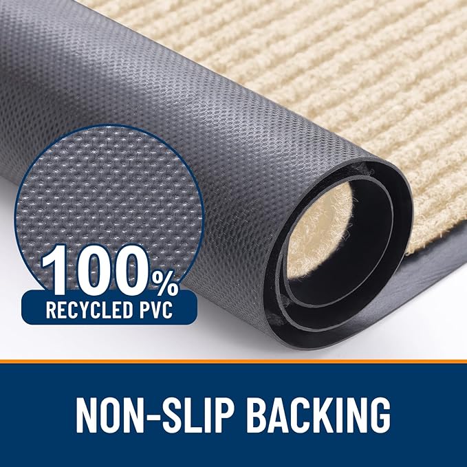 OLANLY Front Door Mat Indoor Outdoor Entrance, 2-Pack 71 x 23 Inch, Waterproof Heavy Duty Doormat, Fade Resistant, Low Profile, Easy Clean Patio Porch Welcome Floor Mats for Entry, Beige