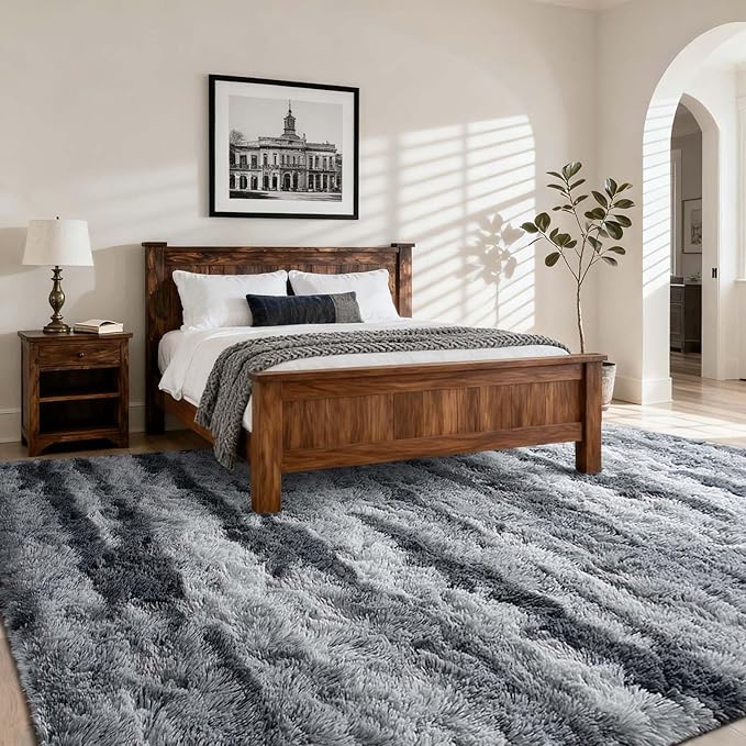 9x12 Ft Extra Large Shag Rugs for Living Room, Ultra Soft Fluffy Furry Area Rugs for Bedroom Indoor Floor, Aesthetic Carpet for Kids Home Decor (Grey)