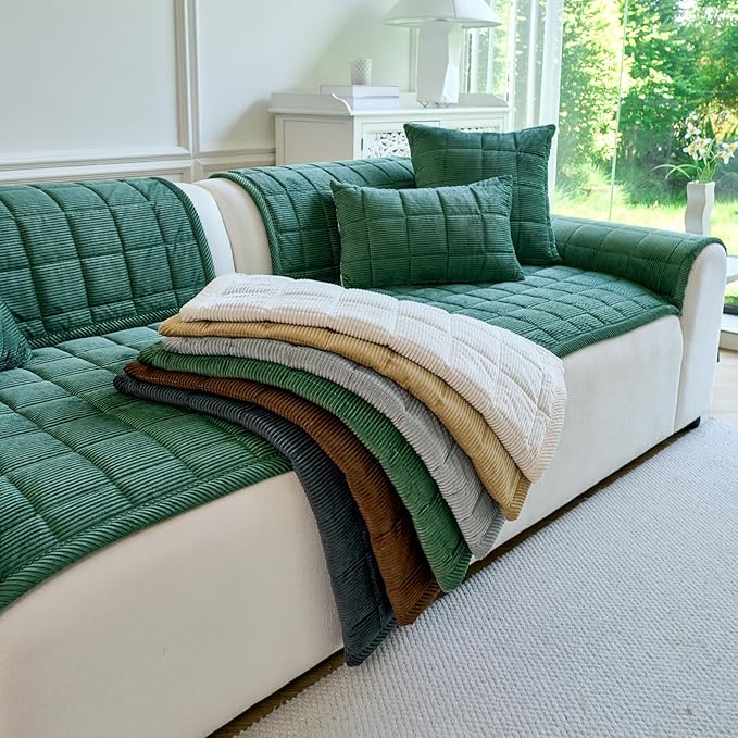 Couch Covers for Dogs Washable, Non Slip Couch Covers for Loveseat Sofa Pet Friendly, Soft Fuzzy Sofa Covers for Pet, Dog Couch Cover Furniture Protector(1PC,Green,27.6"x59.1")
