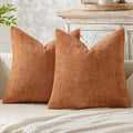 MIULEE Pack of 2 Fall Orange Decorative Pillow Covers 20x20 Inch Soft Chenille Couch Throw Pillows Farmhouse Cushion Covers for Home Decor Sofa Bedroom Living Room
