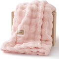 Bedsure 3D Fleece Bubble Blanket for Couch - GentleSoft Pink Twin Blanket for Sofa Bed Girls Room Decor - Luxury Soft Cozy Spring Gifts for Kids Girls, Lightweight, Crystal Pink, 60"×80"