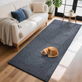 FinRèc 2x6 Washable Runner Rugs for Kitchen Hallway Bedroom, Low Pile Thin Rug Solid Color, Non-Slip Carpet Indoor for Home Decor (Navy Blue)