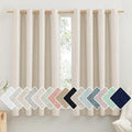 NICETOWN 100% Absolutely Blackout Linen Curtains with Thermal Insulated White Liner, Beige, 52" Wide by 63" Long, 2 Pieces, Anti-Rust Grommet Natural Burlap Fabric Window Drapes for Bedroom/Kids Room