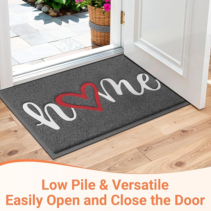StepLively Door Mat Home Welcome Mats Outdoor and Indoor, Heavy-Duty Low-Profile Non-Slip Durable Front Welcome Mat Doormat for Home Entrance, Outside Entry, Yard, Floor, Patio (32''x20'', Grey)