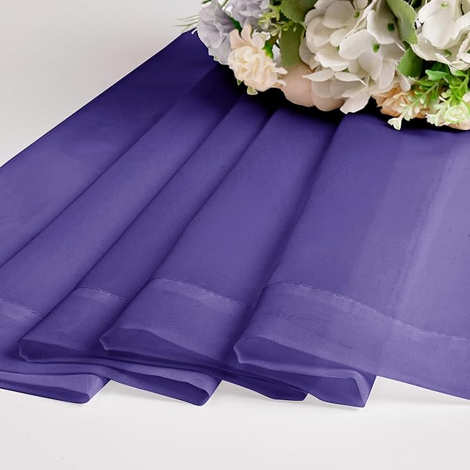 Chyhomenyc Purple Sheer Curtains 54 Inch Long 2 Panels, Light Filtering Rod Pocket Voile Short Curtains Drapes for Living Room Bedroom Small Windows, 42Wx54L Inches