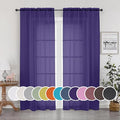 OWENIE Purple Sheer Curtains 63 inch Length 2 Panels Set, Rod Pocket Voile Fimly Sheer Drapes for Living Room/Bedroom, 2pcs, Each 42" W x 63" L