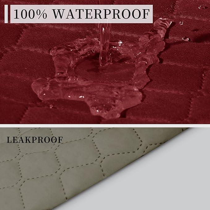 ISSUNTEX Double Protection 100% Waterproof Sofa Covers for Living Room, Couch Covers for 3 Cushion Couch Sofa, Reversible Furniture Protector Sofa Cover for Dogs, Pets (Sofa, Christmas Red/Beige)