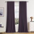 Guken 100% Blackout Curtains 96 Inch Length 2 Panels Set for Living Room Bedroom Back Tab Thermal Insulated Black Out Linen Drapes Room Darkening Window Curtains 96 Inches Long,Plum