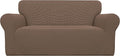 Easy-Going Stretch Loveseat Slipcover 1-Piece Sofa Cover Furniture Protector Couch Soft with Elastic Bottom for Kids Polyester Spandex Jacquard Fabric Small Checks (Loveseat, Brown)