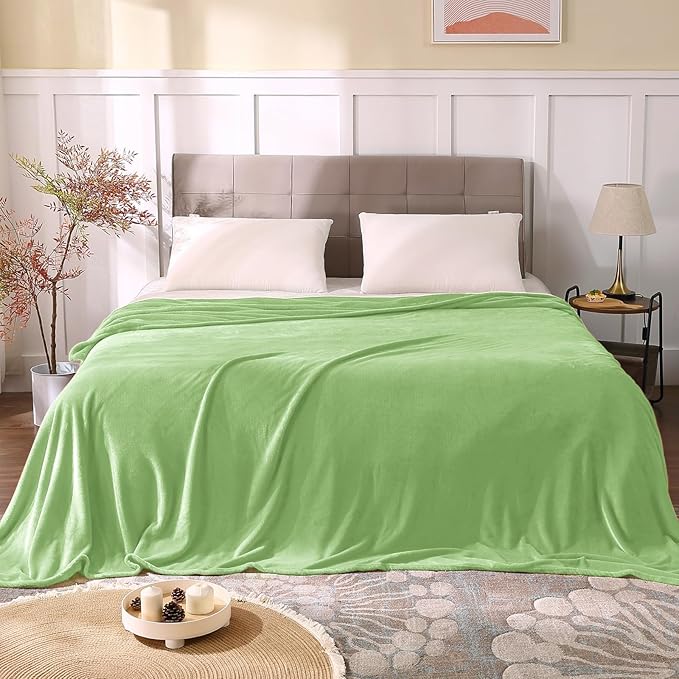 BEDELITE Fleece Blanket King Size Blankets for Bed, Luxury Plush Cozy Fuzzy Blanket 108x90 inches, Super Soft Warm Lightweight Throw Blanket All Seasons Suitable, Grass Green