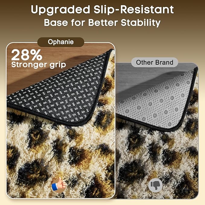 Ophanie Leopard Rugs for Living Room Bedroom, Fluffy Soft Fuzzy Cheetah Print Area Rug, Plush Shaggy Bedside Floor 5x8 Furry Carpet for Kids Baby Teen Dorm Nursery Home Decor Aesthetic