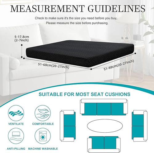 12Pcs Stretch Patio Cushion Covers,Outdoor Couch Covers Replacement,Outdoor Couch & Sofa Slipcovers,for Patio Furniture Cushion Covers,Washable Reusable Furniture Protector (Black,Cover Only)