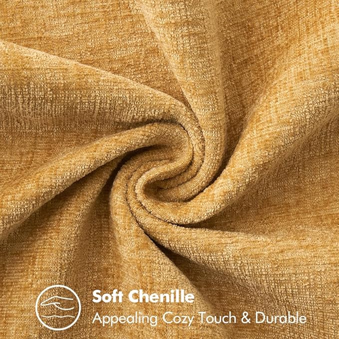 MIULEE Pack of 2 Couch Throw Pillow Covers 20x20 Inch Gold Farmhouse Decorative Pillow Covers with Stitched Edge Soft Chenille Solid Dyed Fall Pillow Covers for Sofa Bed Living Room
