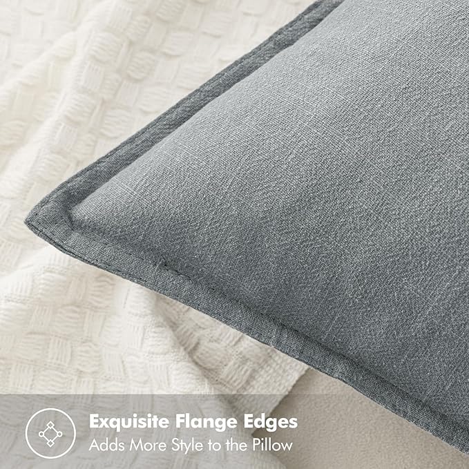 MIULEE Decorative Linen Pillow Covers 20x20 Inch Gray Boho Farmhouse Neutral Couch Throw Pillows for Bed Pack of 2 Accent Modern Pillowcase Sofa Livingroom Home Decor