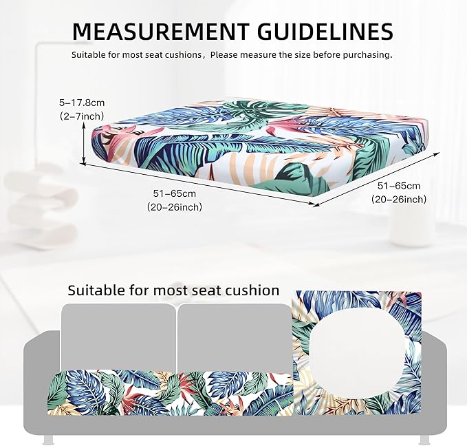 8Pcs Outdoor Cushion Covers, Patio Cushion Covers,Stretch Elastic Slipcovers, Replacement Washable & Reusable Furniture Protector for Patio Couch(Tropical Style,Cover Only)