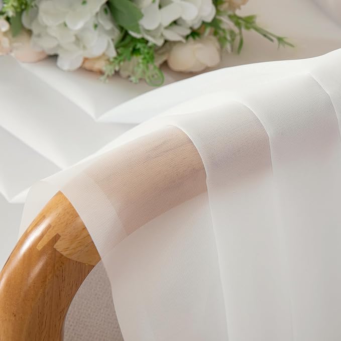 OWENIE Short Sheer Curtains 30 Inches 2 Panels Set, Kitchen Tiers Light Filtering Rod Pocket Cafe Curtains for Kitchen Bathroom Small Half Window, 42 in W x 30 in L, Ivory