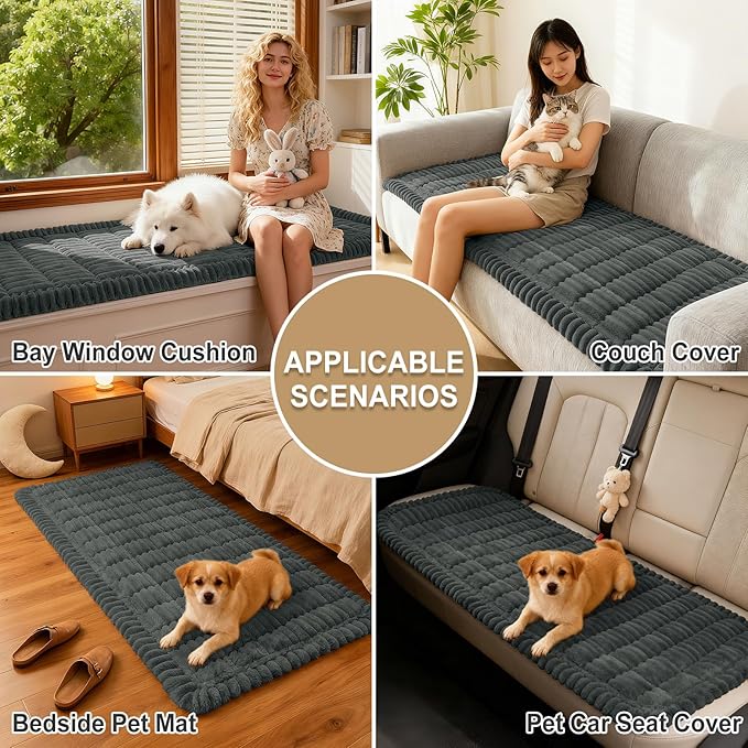 hyha Couch Covers for Dogs Washable, Non Slip Plush Dog Sofa Protectors, Fuzzy Pet Couch Covers for 3 Cushion Sofa Pet Friendly (Dark Grey, 27.6" x 59")