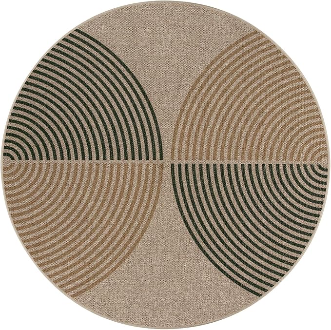 Lahome Enfys Modern Rainbow Round Rug 3ft, Circle Indoor Outdoor Rugs for Entryway Patio Washable Easy Jute Rug, Farmhouse Non Slip Small Round Rugs for Bedroom Porch Living Room Decor