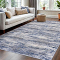 KOZYFLY Washable Area Rug 5x7 Modern Ombre Living Room Thin Area Rug Non-Slip Soft Striped Rug for Bedroom, Print Grey-Blue Abstract Carpet for Laundry Kid Room