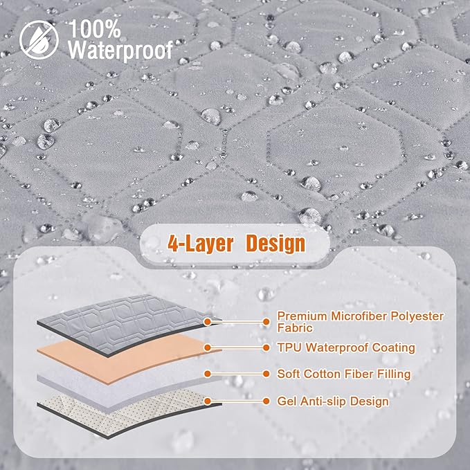 VANSOFY Waterproof Recliner Couch Covers, Sofa Covers 1-Piece Washable Reclining Sofa Cover Non-Slip Furniture Protector with Elastic Straps Pocket for Dogs, Pets(Light Gray,3 Seater)