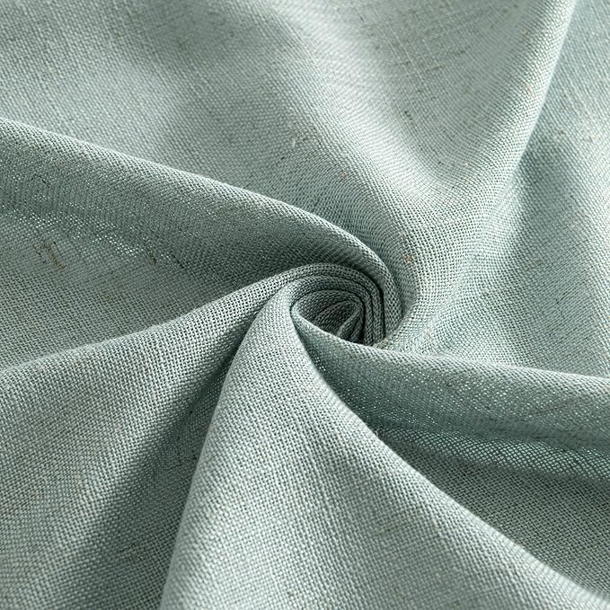 MIULEE Sea Green Linen Curtains 96 Inch Long for Bedroom Living Room, Soft Thick Linen Textured Window Drapes Semi Sheer Light Filtering Back Tab Rod Pocket Burlap Look Aqua Decor, 2 Panels