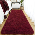Tepook Soft Runner Rugs for Bedroom 2x6 with Rubber Backing, Burgundy Red Fluffy Rugs for Hallway, Shag Bedside Rug Fuzzy Plush Carpet for Living Room Dorm Nursery Indoor Home Decor