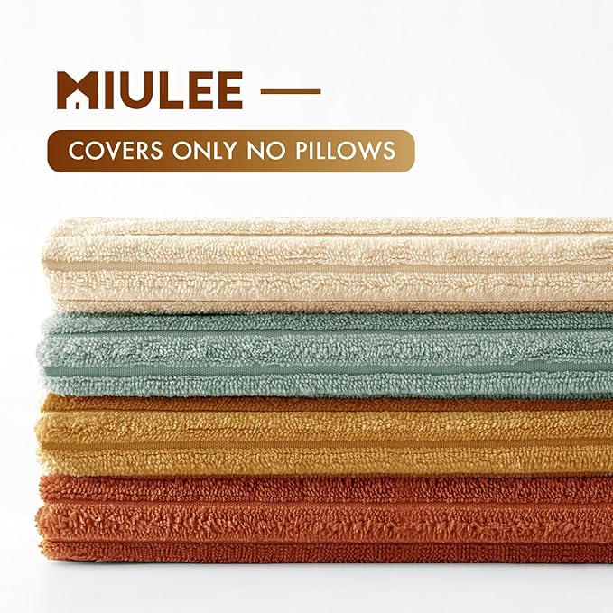MIULEE Boho Farmhouse Throw Pillow Covers 18x18 Inch Set of 4 Summer Modern Natural Decorative Cushion Covers Soft Corduroy Home Decor for Spring Couch Bed Sofa Living Room Teal-Rust Gradient Series