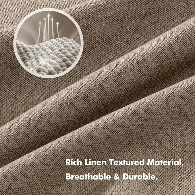 MIULEE 100% Blackout Linen Curtains for Bedroom, Brown Solid Luxury Decor Thermal Insulation Room Darkening Drapes for Living Room Nursery Back Tab Rod Pocket 42 x 84 Inches, 2 Panels