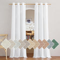 NICETOWN Linen White Curtains 96 inches Long, Grommet Thick Linen Blend Privacy Added with Light Filtering Window Treatments for Kids Room/Living Room, W42 x L96, 2 Panels