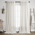 Nanspring Cream Linen Curtains 102 inches Long for Living Room Back Tab Privacy Semi Sheer Curtains Modern Farmhouse Floor to Ceiling Long Curtain 2 Panel Set 38x102 for Bedroom Dinning Room