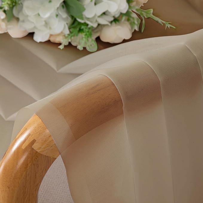 OWENIE Extra Long Sheer Curtains 96 inches Long for Bedroom Living Room, Soft Light Weight Airy Voile Sheer Curtains, Rod Pocket Light Filtering Solid Color Farmhouse Curtains, Each 42Wx96L inch