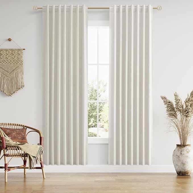 Guken 100% Blackout Boho Curtains 80 Inch Long 2 Panels Set for Living Room Bedroom Back Tab Room Darkening Winter Thermal Insulated Black Out Drapes Window Curtain, 52x80