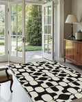 Latte&Fog 3x5 Entryway Rug, Vintage Washable Area Rug, Boho Non Slip Low Pile Throw Carpet for Indoor Bedroom Bedside, Kitchen, Entry and Living Room - Black Beige