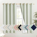 NICETOWN Sage Green Short Kitchen Linen Blackout Curtains 45 inches Length, 52" Wide, Pair of Thermal Insulated & Energy Efficiency Cold Reducing Drapes for Windows, Lined Linen Flax Window Dressing