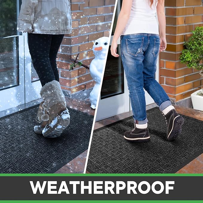 Mibao Front Door Mat, Heavy Duty Durable Welcome Mat for Outdoor Indoor, Dirt Trapper Waterproof Super Absorbent Door Mat for Entryway Outside Patio Porch, 61.5" x 36", Gray