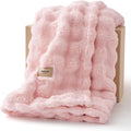Bedsure 3D Fleece Bubble Blanket for Couch - GentleSoft Pink Throw Blanket for Sofa Bed Room Decor - Luxury Soft Cozy Gifts for Kids Girls, Lightweight, All Seasons, Pink, 50"×60"